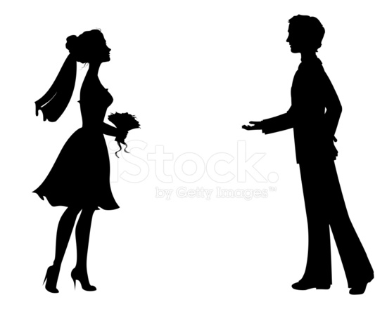 550x440 Silhouettes Of Bride And Groom Stock Vector