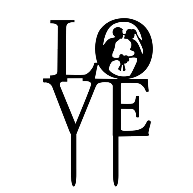 640x640 Acrylic Love Cake Topper Bride Groom Silhouette Cake Topper