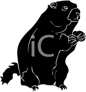 281x300 Clipart Illustration Of An Erect Standing Groundhog In Silhouette