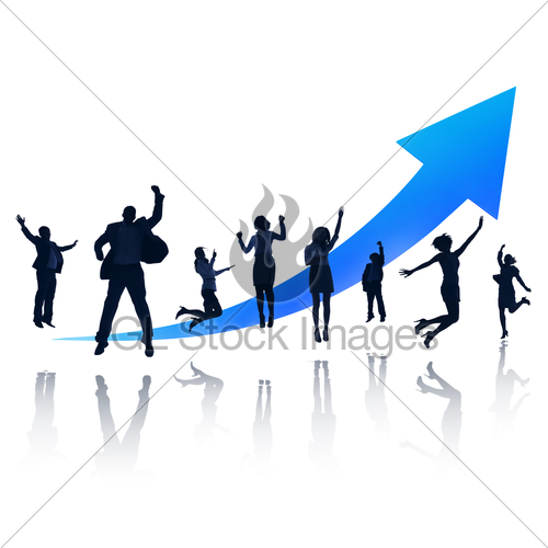 500x500 Group Of Happy Business People Silhouettes Jumping Gl Stock Images