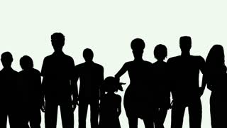 320x180 Group Of People Silhouettes Against A Sun Background Motion