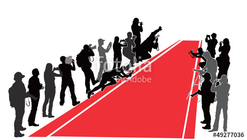 500x284 Group Of People With Camera Near Red Carpet. Vector Silhouettes