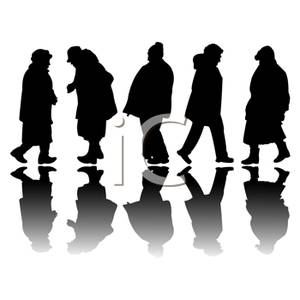 300x300 Black And White Silhouette Of A Group Of People Walking
