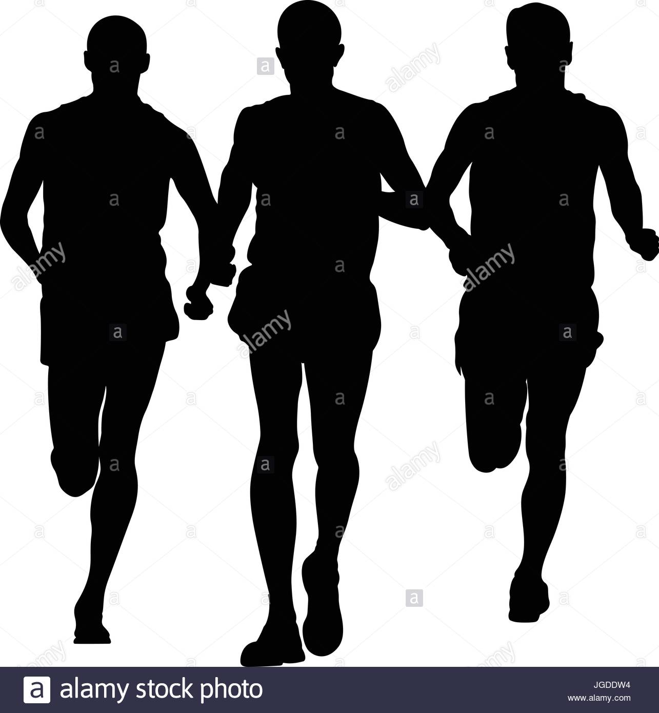 1285x1390 Group Of Runners Men Running Together Black Silhouette Stock