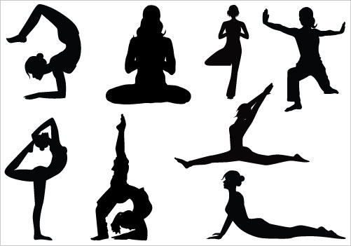 501x351 Yoga Silhouette Group Clipart