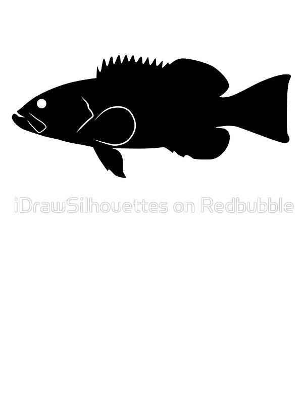 600x800 Grouper Fish Silhouette (Black) Stickers By Idrawsilhouettes