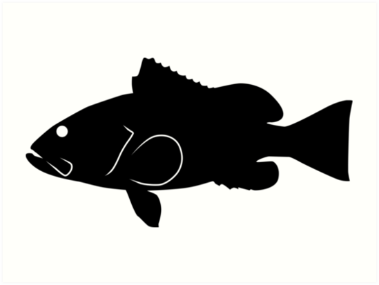 549x413 Red Grouper Fish Silhouette (Black) Art Prints By