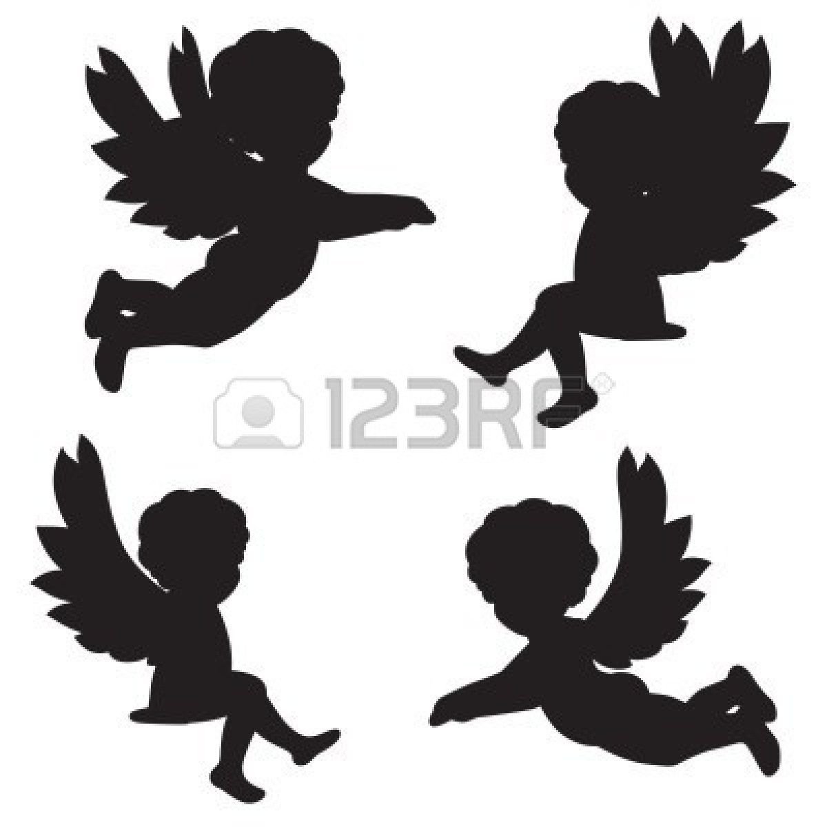 1200x1200 Ensemble De Silhouettes De Vecteur Des Anges Banque D'Images