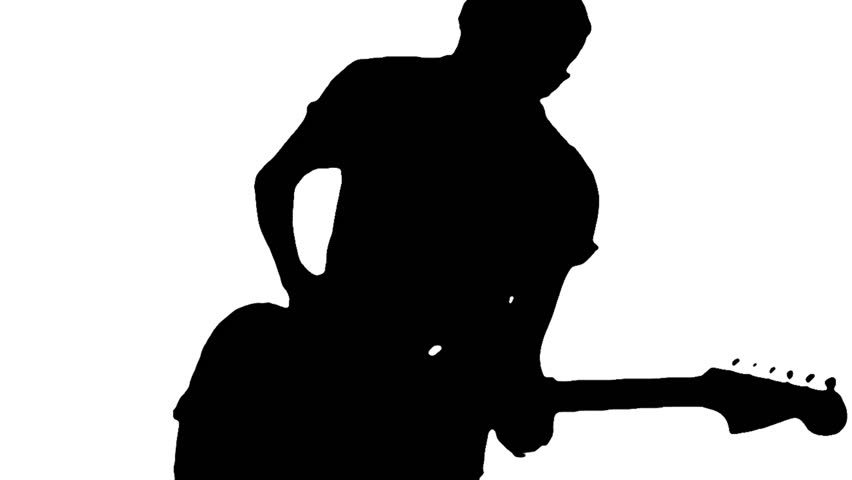 852x480 Silhouette Of A Young Guitarist Playing Guitar Energically Stock