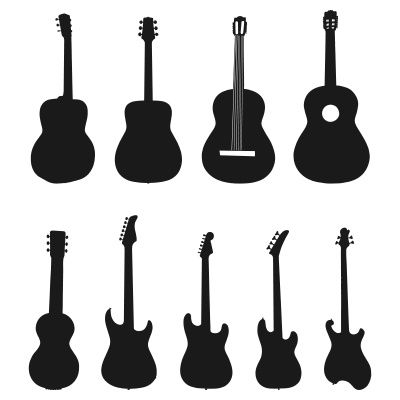 400x400 Guitar Silhouettes Paper, Printables, Templates