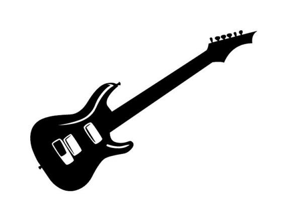 570x438 Electric Guitar Silhouette Large Wall Decal Large Wall Decals