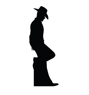 375x400 Cowboy Leaning Silhouette Life Size Cardboard Cutout Standup