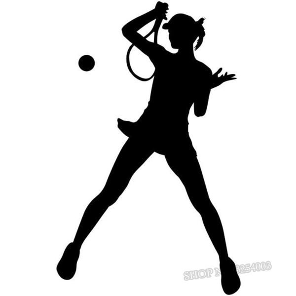 600x600 Female Tennis Player Silhouette Wall Decals Sports Girls Room