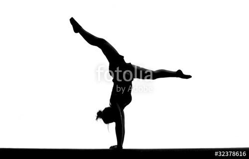 500x319 Silhouette Of Female Gymnast Doing Handstand On Balance Beam