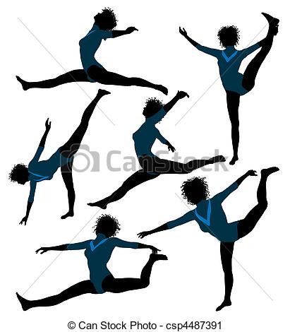 411x470 Female African American Gymnast Illustration Silhouette