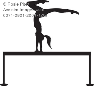 300x276 Clip Art Illustration Of A Silhouette Of A Gymnast On A Balance Beam