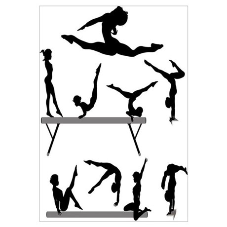 460x460 Gymnast Silhouette Balance Beam Gymnastics Framed Print