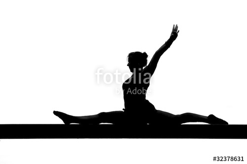 500x331 Silhouette Of Female Gymnast Doing The Splits On Balance Beam