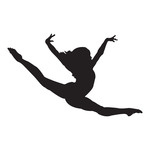 150x150 Silhouette Of Gymnast Doing The Split In Jump Vector Image