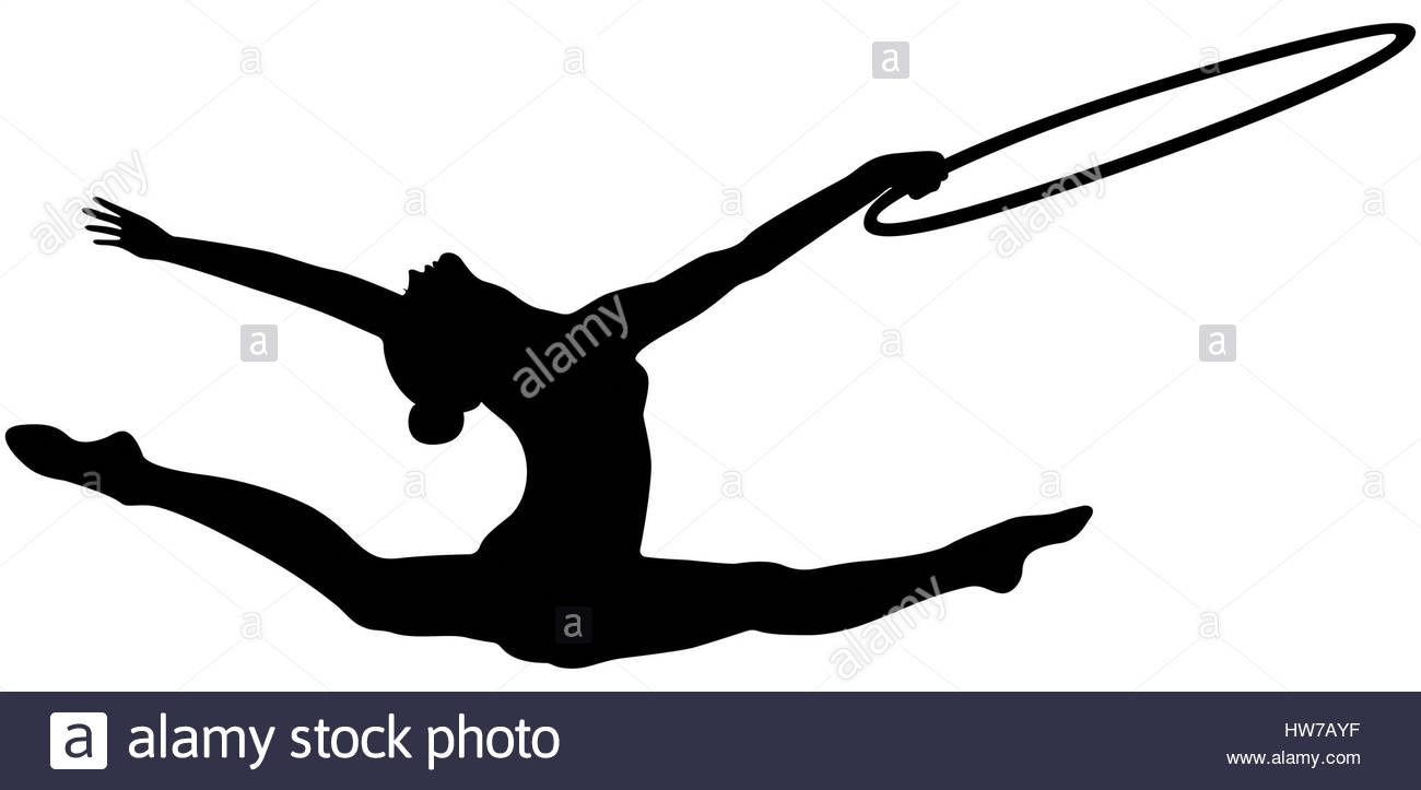 1300x723 Girl Gymnast Splits Jump Hoop In Rhythmic Gymnastics Black