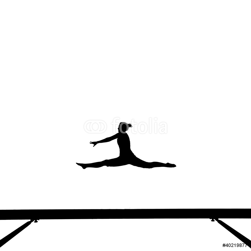 1000x1000 Silhouette Of Gymnast Doing The Splits Jump On Balance Beam Wall