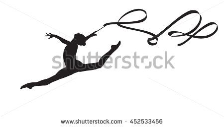 450x256 Young Gymnast Woman With Ribbon Silhouette, Performing Rhythmic