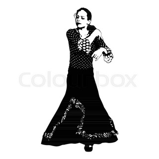 320x320 The Girl Dancing Flamenco Silhouette On A White Background