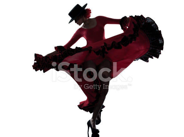 588x439 Woman Gipsy Flamenco Dancing Dancer Silhouette Stock Photos