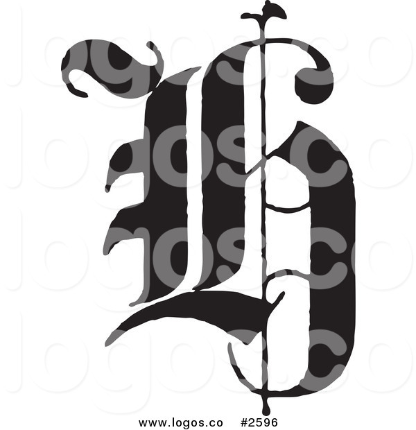 600x620 Royalty Free Old English Abc Letter H Logo By Bestvector