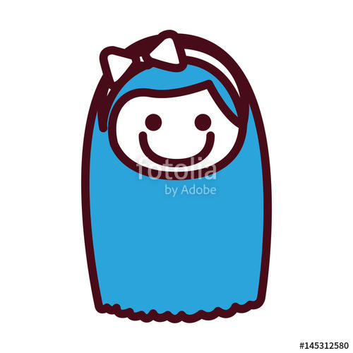 500x500 Hand Drawing Silhouette Front Face Girl With Blue Long Hair