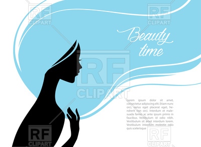 400x294 Silhouette Of Beautiful Woman With Blue Hair Royalty Free Vector