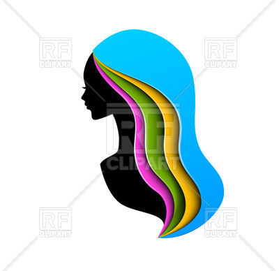 400x388 Silhouette Of Woman With Abstract Colored Hair Royalty Free Vector