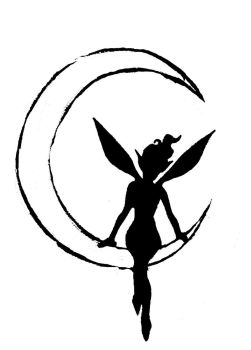 251x350 Silhouette Fairy On Half Moon Tattoo Design By Ray