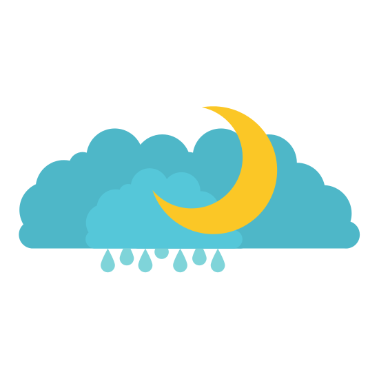 550x550 Clouds With Rain And Half Moon In Colorful Silhouette On White