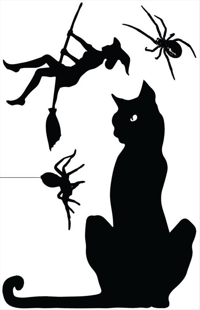 655x1013 Halloween Witch Black Cat Silhouette Clip Art