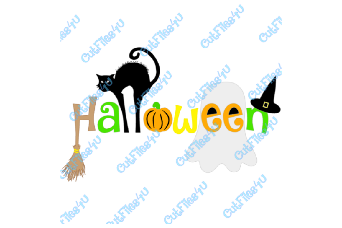 1160x772 Halloween Black Cat Ghost Pumpkin Witch Hat Witch Broom Design