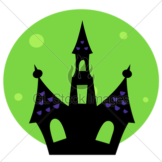 325x325 Halloween Haunted House Silhouette Isolated On White Gl Stock Images