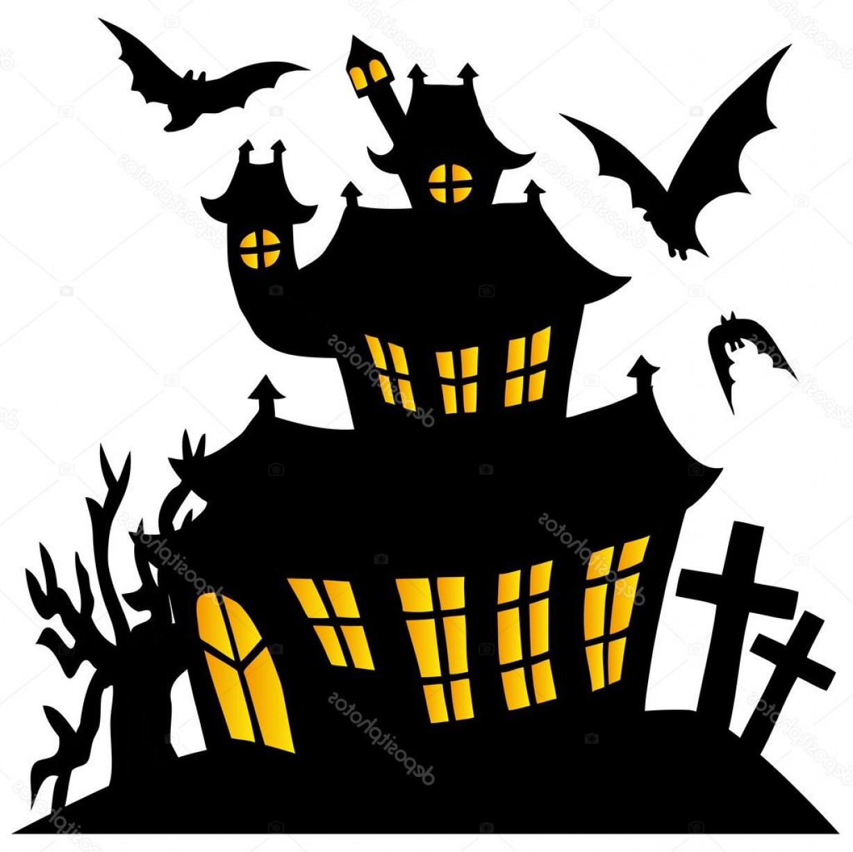 1228x1227 Stock Illustration Silhouette Spooky House Createmepink