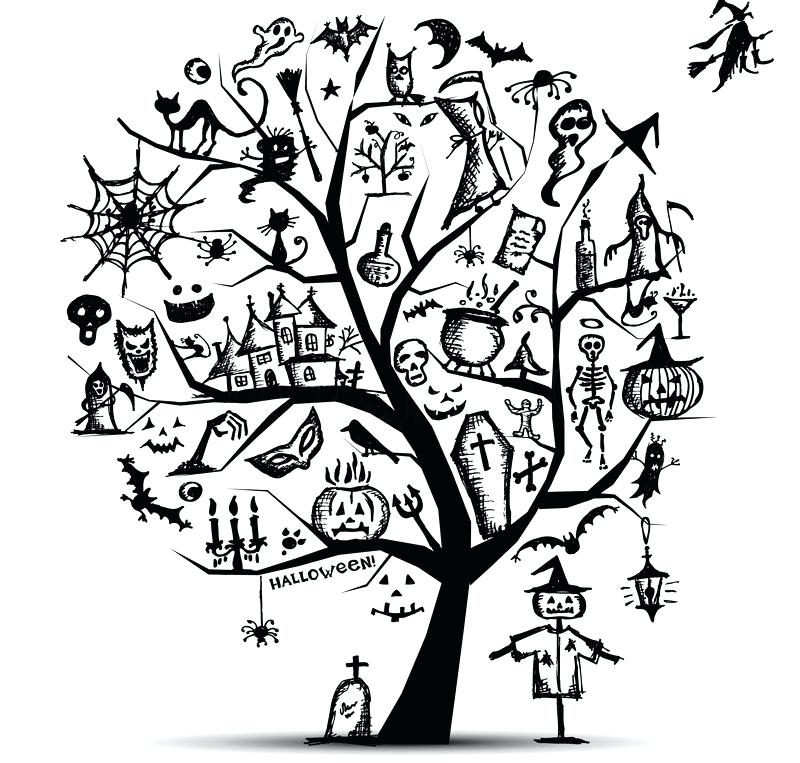 800x763 Black Halloween Tree Tree For Your Design Stock Vector Lighted