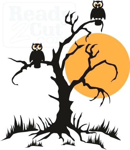 420x483 Halloween Trees Trees Spiders And Bats On White Background
