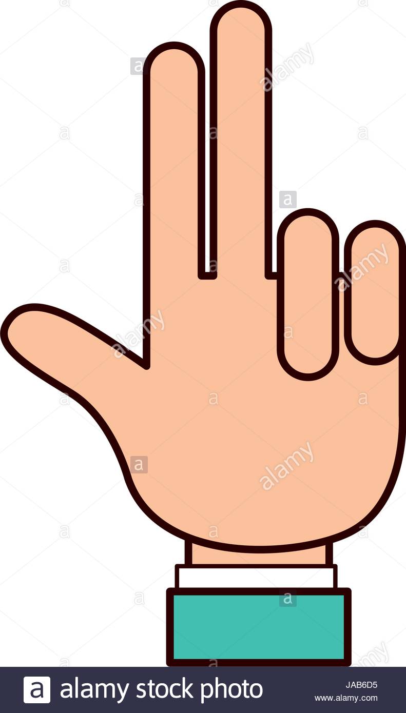 791x1390 Color Sketch Silhouette Hand Palm Showing Two Fingers With Shirt