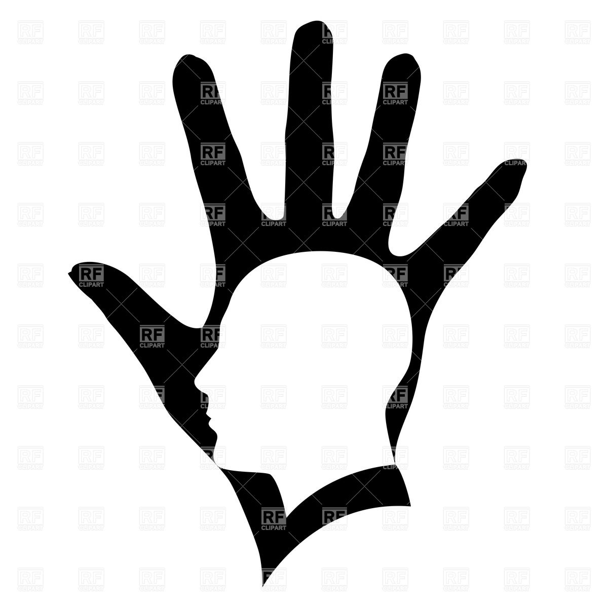 1200x1200 Head Silhouette In Black Hand Royalty Free Vector Clip Art Image