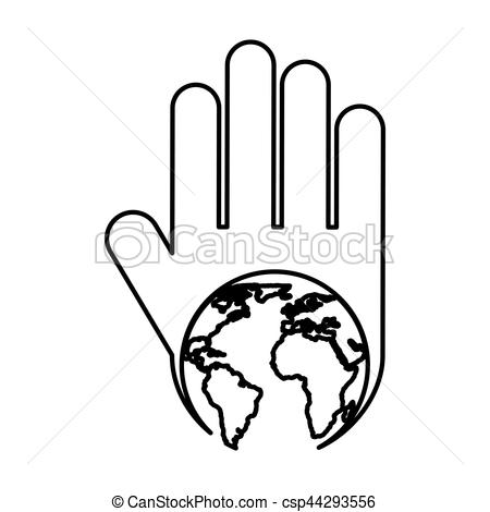450x470 Hand Human With World Planet Silhouette Icon Vector Clipart