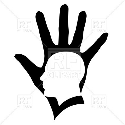 400x400 Head Silhouette In Black Hand Royalty Free Vector Clip Art Image