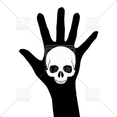 400x400 Skull On The Hand Silhouette Royalty Free Vector Clip Art Image