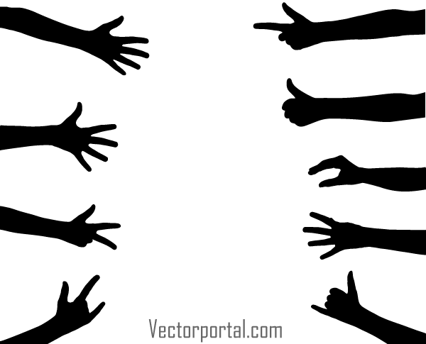600x485 Vector Hand Gesture Silhouettes Images 123freevectors