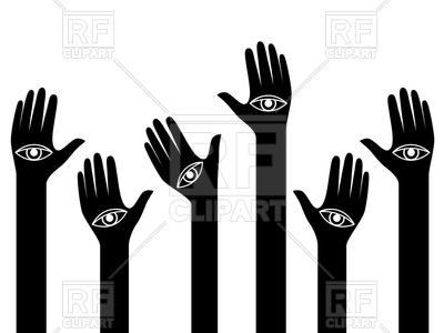 400x300 Human Hands With Eyes On The Palms Raised Up Royalty Free Vector