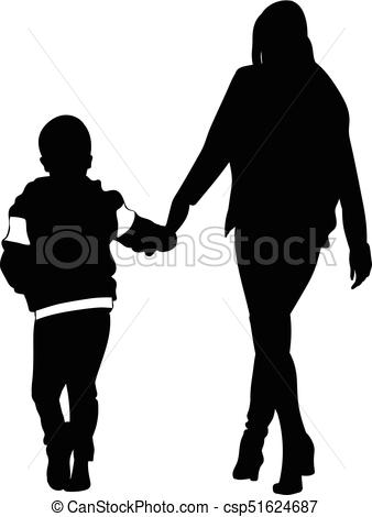 338x470 Silhouette Of Woman And Child Walking Holding Hands
