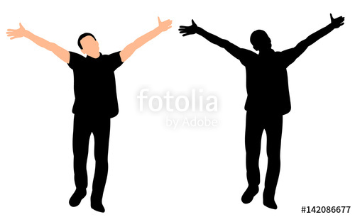 500x306 Silhouette Of The Man Is Happy, Hands Up Stock Image And Royalty