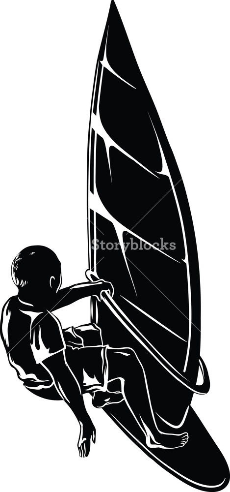 469x1000 Vector Wind Surfer Silhouette Royalty Free Stock Image
